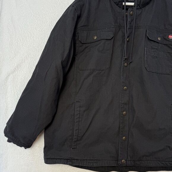 Wrangler Workwear Fur Lined Canvas Work Jacket Men’s 2X 50-52 Black Outerwear - Picture 7 of 16